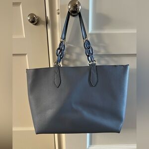 Burberry Navy Tote Bag with Chain-Link Handles